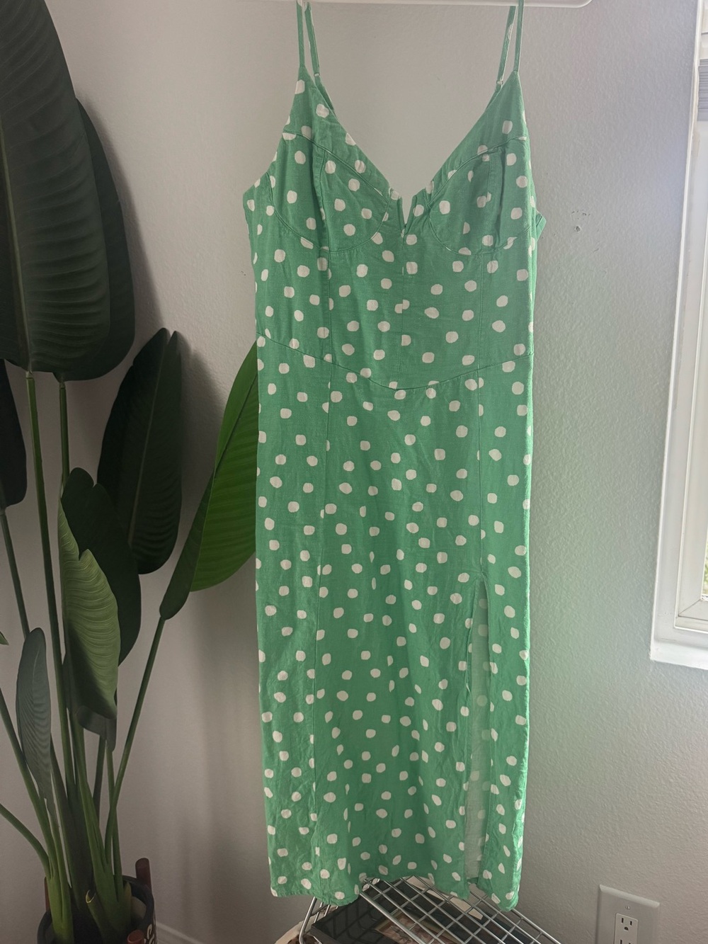 Urban Outfitters Mint Green Polka Dot Midi Dress